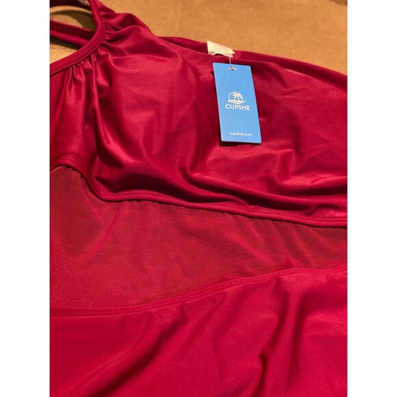 CUPSHE Women's One Piece Swimsuit Asymmetrical Tummy Control NWT Burgundy Size L - Picture 12 of 12